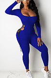 Sexy Bind Contrast Color Long Sleeve Tight  Jumpsuits MY9749