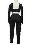 Spliced Pure Color Sexy Tight Casual Two-Piece MY9718