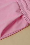 Pink Casual Cotton Long Sleeve Utility Blouse Long Pants Sets K2002