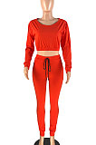 Fashion Womenswear Pure Color Casual Sporty Long Pants Two- Piece WXY7048