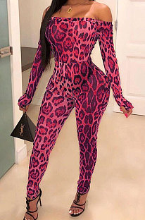 Fashion Casual Leopard At Home High Waist Tight Jumpsuits WXY9008