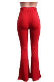 Sexy Pure Color Casual Tight High Waist Bind Flare Leg Pants SN3875