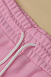 Pink Casual Cotton Long Sleeve Utility Blouse Long Pants Sets K2002