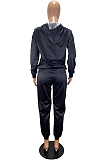 Casual Polyester Long Sleeve Slant Pocket Hoodie Long Pants Sets RB3123