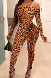 Fashion Casual Leopard At Home High Waist Tight Jumpsuits WXY9008