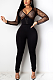 Boho Sexy Mesh Deep V Neck Mesh Hollow Out Bodycon Jumpsuit CCY8778