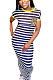 Casual Simplee Striped Short Sleeve Round Neck Long Dress MMS8005
