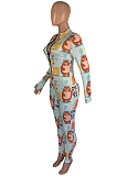 Casual Sexy Cartoon Graphic Long Sleeve Bodycon Jumpsuits MMS8014