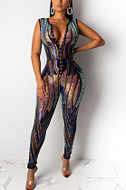 Night Out Sexy Sequins Sleeveless Hollow Out Bodycon Jumpsuit CCY8178