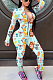 Casual Sexy Cartoon Graphic Long Sleeve Bodycon Jumpsuits MMS8014