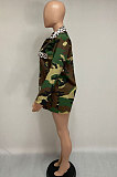 Casual Camo Long Sleeve Spliced Leopard Coat Exclude From Belt Q715