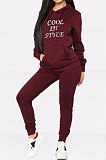 Casual Long Sleeve Embroidered Letter Hooded Hoodie Wool Two-Piece YMT6116