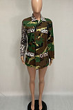 Casual Camo Long Sleeve Spliced Leopard Coat Exclude From Belt Q715