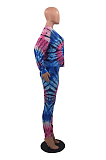 Casual Tie Dye Pop Art Print Long Sleeve Round Neck Tee Top Long Pants Sets OH3775
