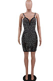 Sexy Sling Hot Drilling Bubble Bead V Neck Club Party Dress CCY8697