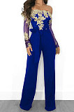 One Word Led Off Shoulder Embroidered Sexy Wide Leg Jumpsuits CCY8064
