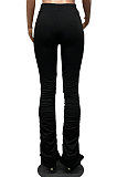 Casual Zipper Pocket Pleated Micro Speaker Stacked  Pants FH102