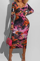 Tight Sexy Printing Casual Womenswear Dress XT8825