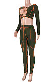Fashion Casual Bind Sexy Hollow Out Long Sleeve Two-Piece MDF5185