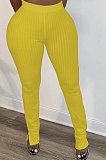 Pure Color Rib Tight Sexy Mid Waist Pants OH3880-1