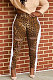Personality Burnt Flower Leopard Printing Tassel Jeans LY5091