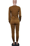 Casual Cute Simplee Long Sleeve Round Neck Waist Tie Long Pants Sets JH197