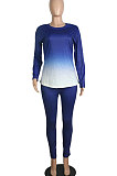 Casual Pure Color Gradient Long Sleeve Two- Piece M1115
