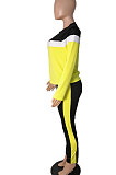 Contrast Color Spliced Long Sleeve Sport Two-Piece ABL6607