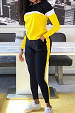 Contrast Color Spliced Long Sleeve Sport Two-Piece ABL6607