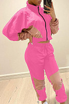 Casual Color Matching Long Sleeve Zipper Sport Two-Piece YSS8052