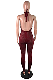 Casual Sexy Simplee Sequins Halterneck Deep V Neck Cami Jumpsuit JLX9101