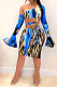 Sexy Fashion Lacing Horn Sleeve Printing Skirts Sets SH7229