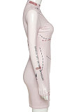 Net Yarn Spliced Sexy Cultivate One's Morality Fashion Printing Package Buttocks Dress YME08796