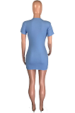 Casual Basics Simplee Short Sleeve Round Neck Midi Dress MOM5047