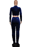 Casual Long Sleeve V Neck Ruffle Crop Top Long Pants Sets KSN8051