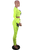 Casual Long Sleeve Auricular Auricle Round Neck Crop Top Long Pants Sets NYY8001