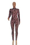 Modest Sexy Ditsy Floral Long Sleeve High Neck Bodycon Jumpsuit SDE2109