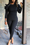 Casual Modest Simplee Long Sleeve Round Neck Flounce Long Pants Sets TZ1165