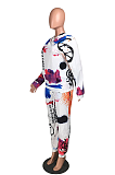 Casual Blazer Sporty Pop Art Print Long Sleeve Hoodie Long Pants Sets HH8950