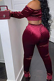 Fashion Sexy Strapless Single Shoulder Dew Waist Long Pants Sets ML7399
