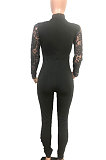 Pure Color Tight Bud silk Sexy Spliced Jumpsuits R6369
