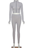 Autumn Winter Long Sleeve Zipper Stand Collar Embroidered Fitness Long Sport Sets SX1738567