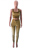 Casual Sleeveless Square Neck Spliced Tank Top Long Pants Sets JC7024