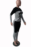 Casual Sporty Long Sleeve Spliced Hoodie Long Pants Sets YM8079