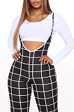 Casual Sporty Polyester Overalls Plaid Wide Leg Pants JC7033