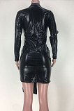 Fashion Casual Womenswear Zipper Deep V Neck Sexy Above Knee / Short Skirt Dress MDF5191