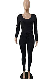 Autumn Winter Pure Color Sexy Cultivate One's Morality Jumpsuits Club Suit ATE5215