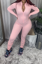 Sexy Spandex Long Sleeve Round Neck V Neck Ruffle Bodycon Jumpsuit H1567