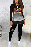 Casual Simplee Letter Long Sleeve Round Neck Long Pants Sets BLE2195