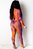 Sexy Dollar Graphic Long Sleeve Round Neck Jumpsuit Pants Sets SDD9501